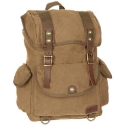 Rucksack Canvas Gerri Mit Leder-Details Braun